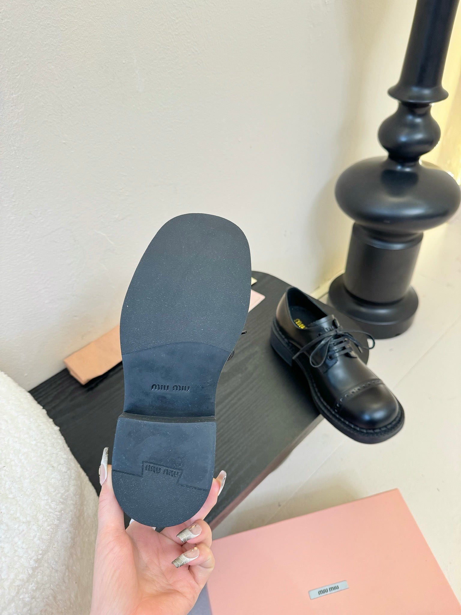 Miu 25C Chunky Oxfords Black Calfskin 235812