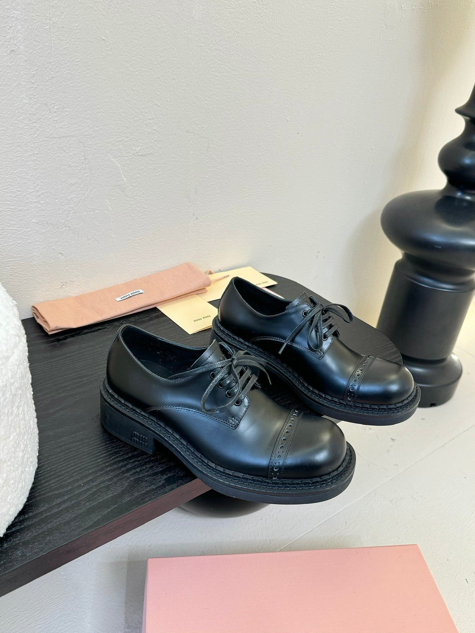 Miu 25C Chunky Oxfords Black Calfskin 235812