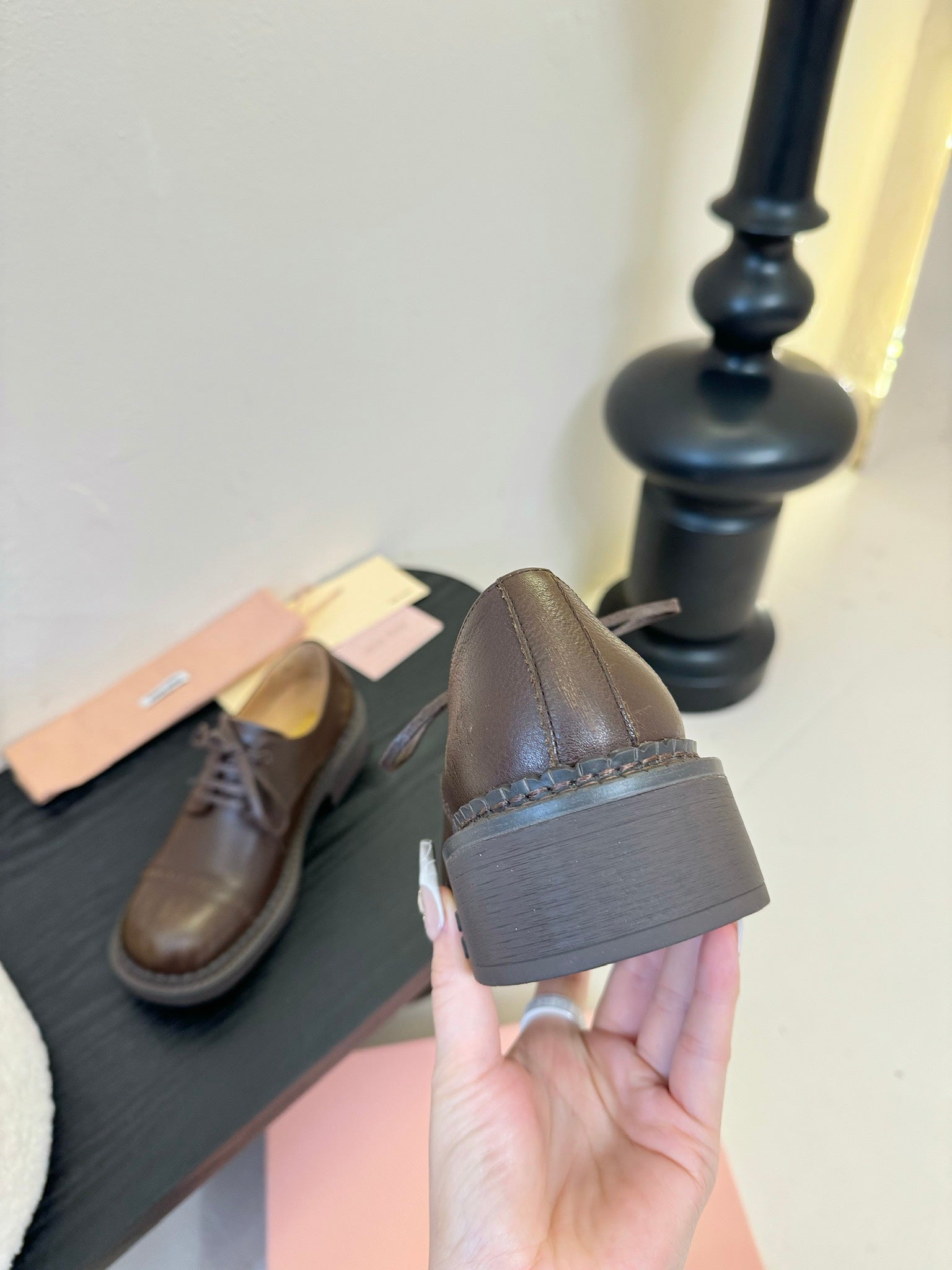 Miu 25C Chunky Oxfords Brown Calfskin 235813