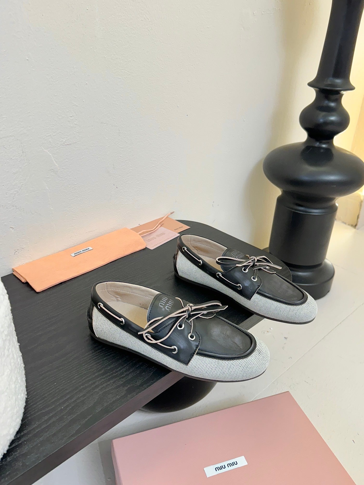 Miu 25C Loafers Black Leather 235815