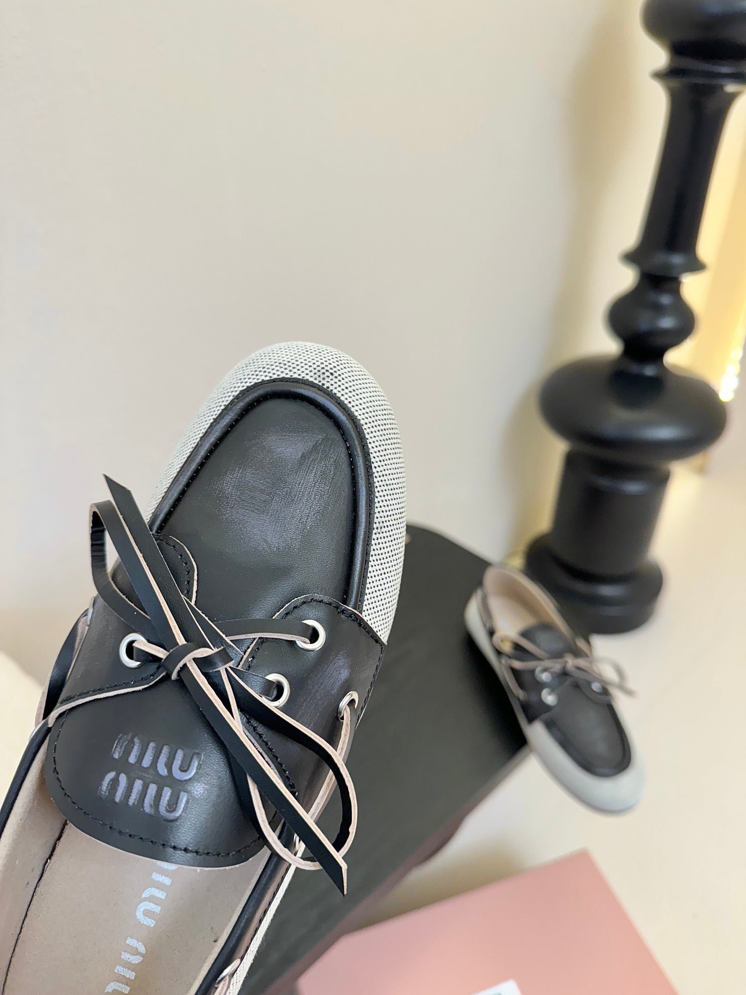 Miu 25C Loafers Black Leather 235815