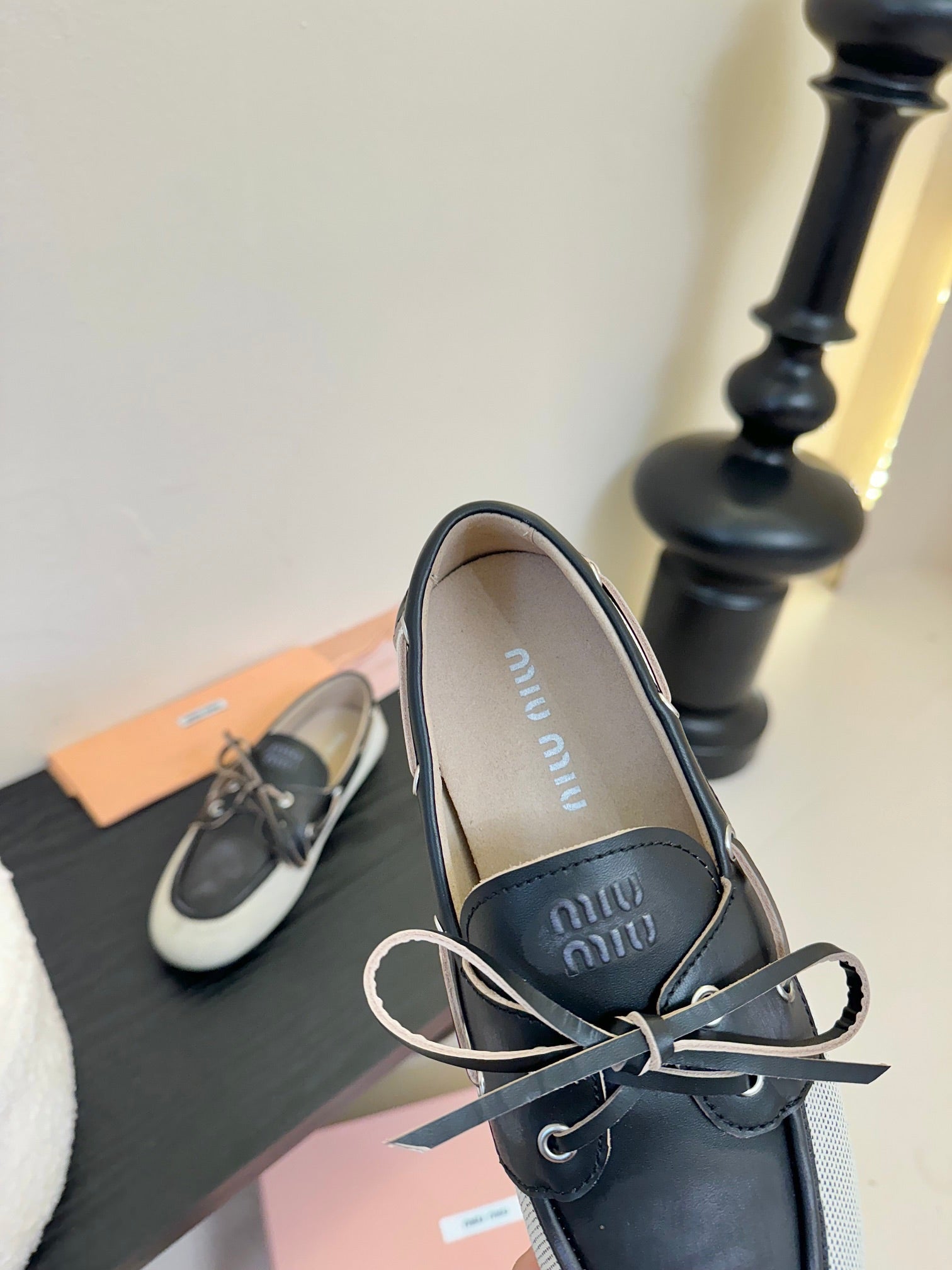 Miu 25C Loafers Black Leather 235815