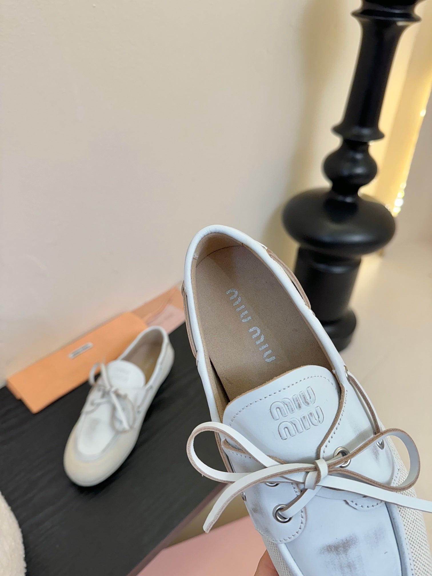 Miu 25C Loafers White Leather 235816