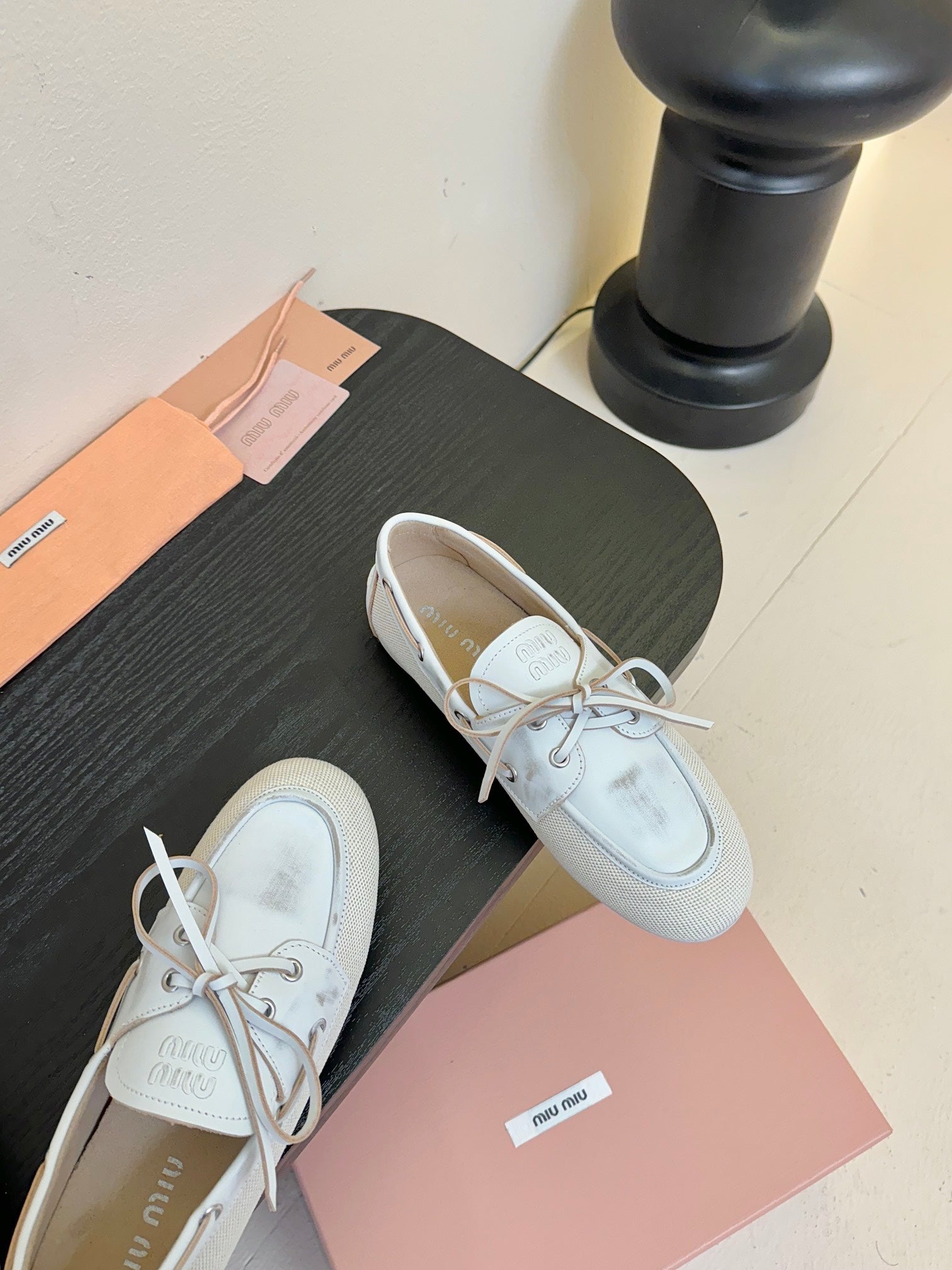 Miu 25C Loafers White Leather 235816