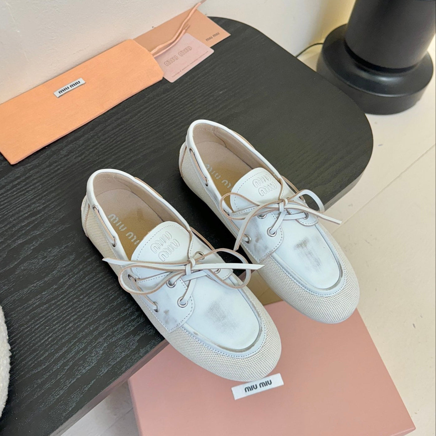 Miu 25C Loafers White Leather 235816
