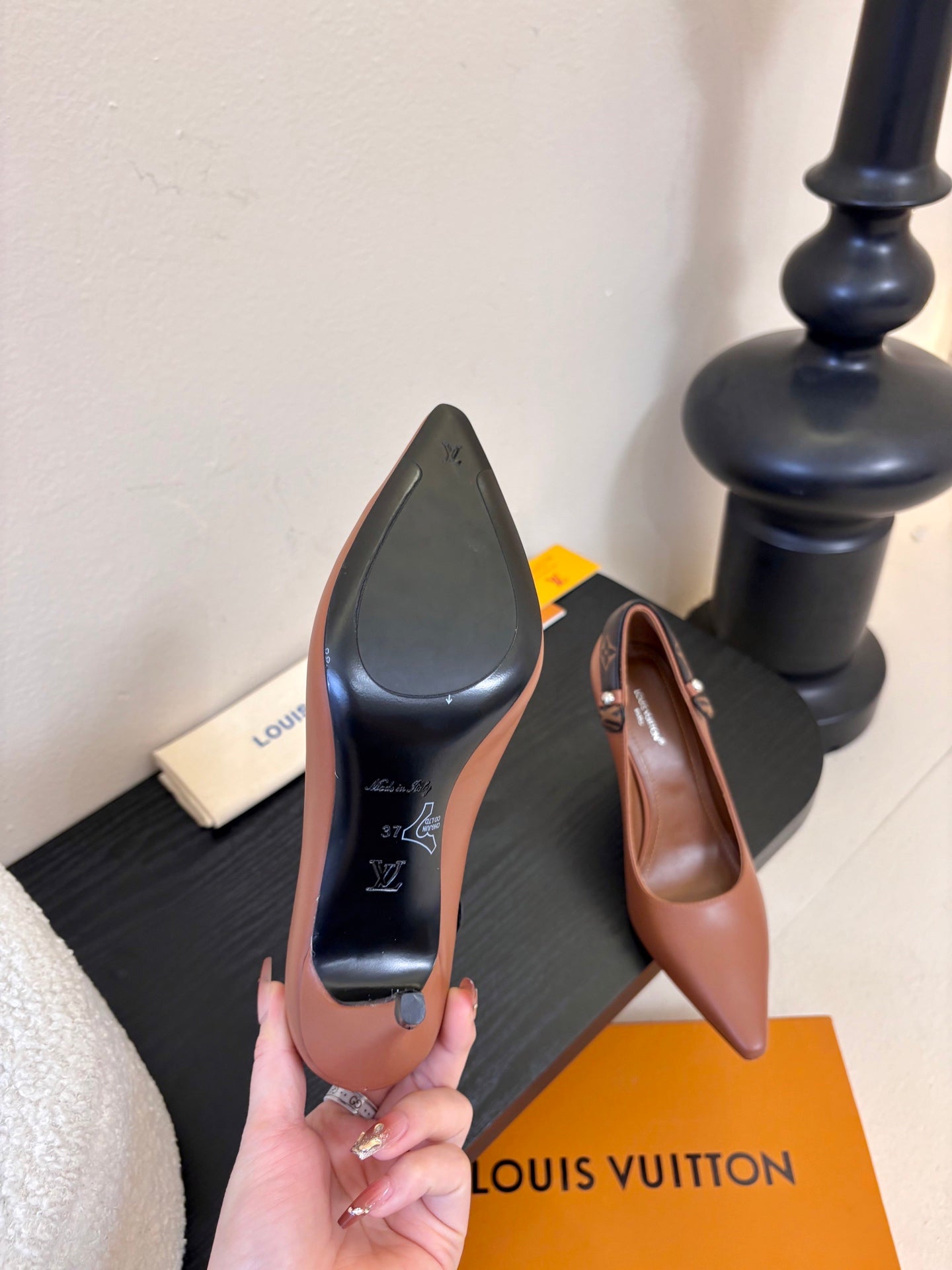 LV 26ss High Heeled Pump 90 Brown Sheepskin 627234