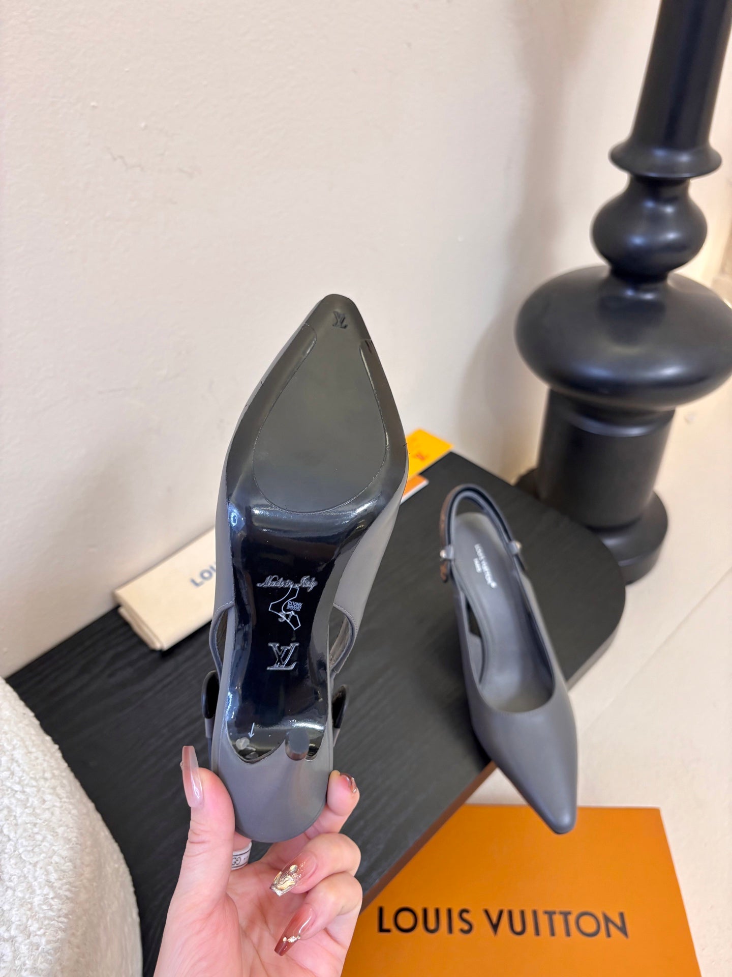 LV 26ss Legacy Slingback 90 Gray Sheepskin 627236