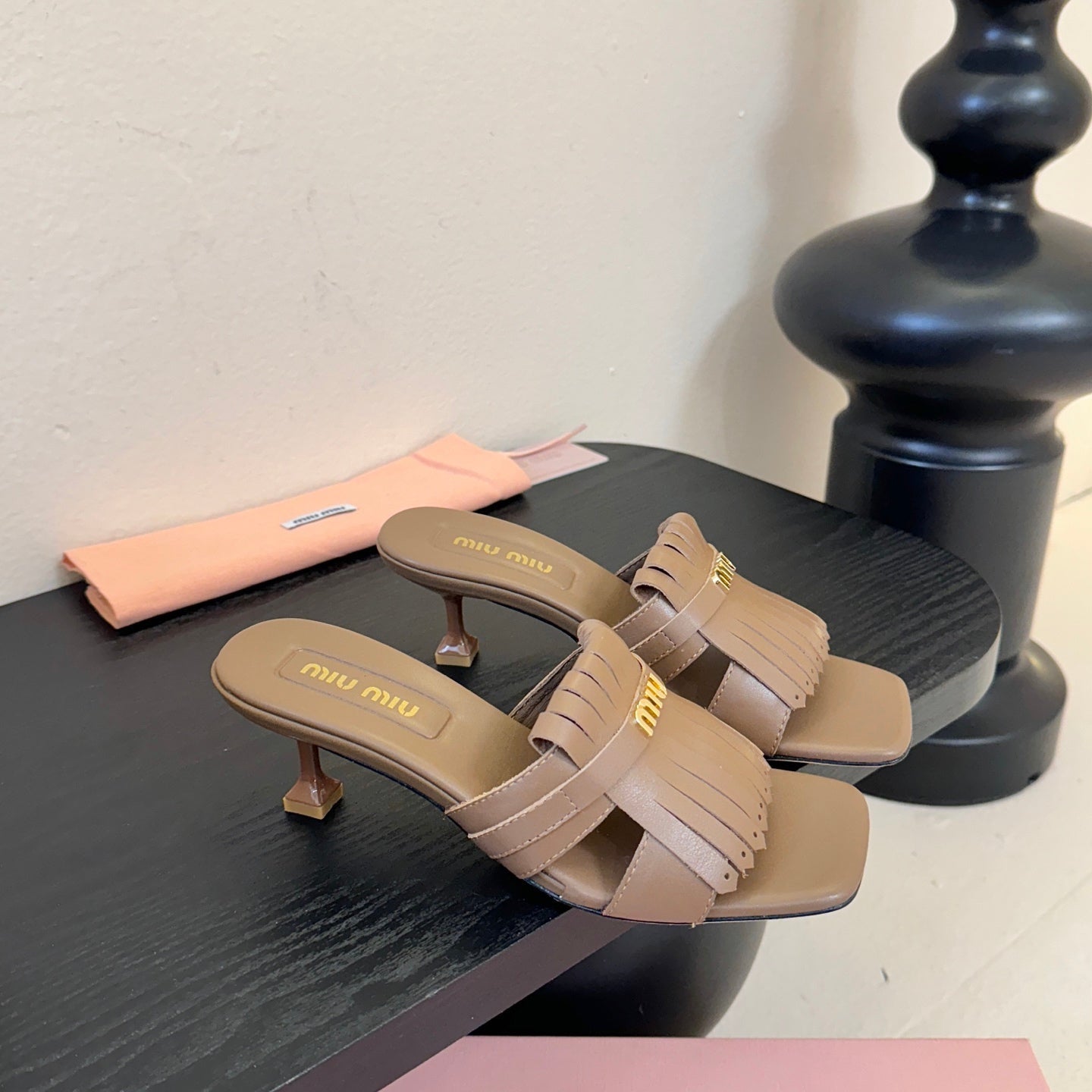 MIU 26ss High Heel Sandals 50 Brown Sheepskin 627356