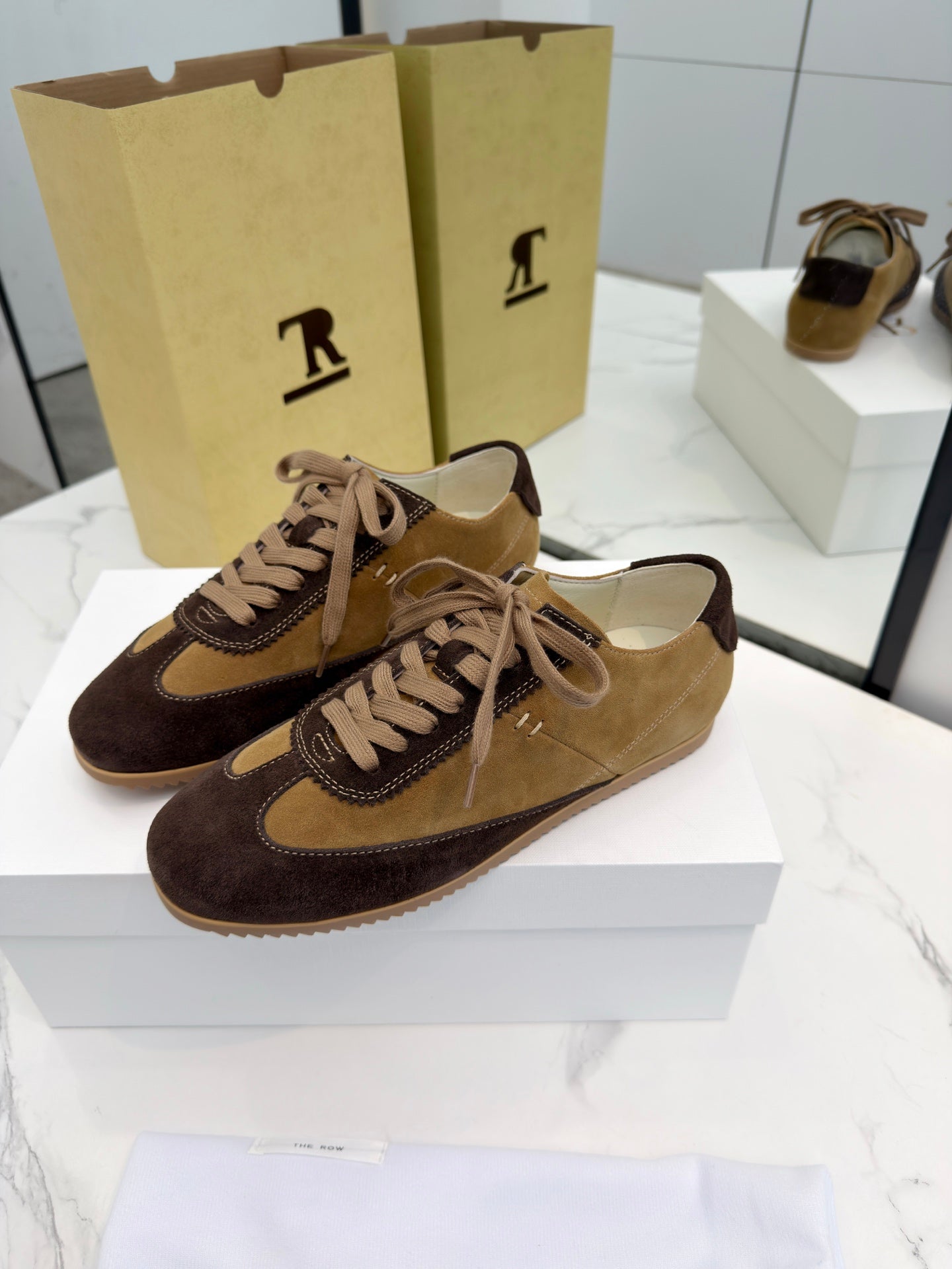 The Row 2025 Sneaker Dark Brown mix Tan Suede Sheepskin 576014