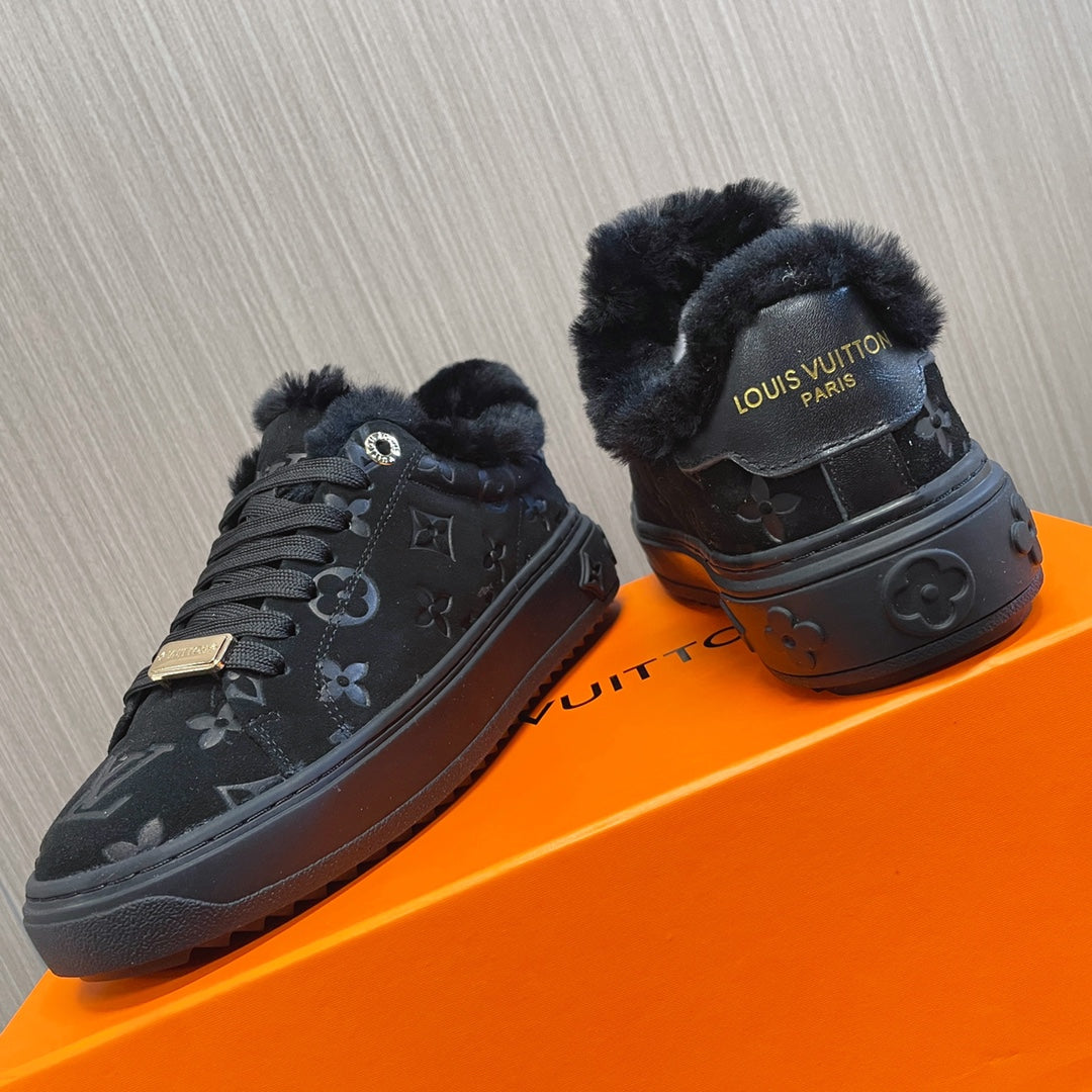 LV Time Out Sneaker 40mm Black Monogram Suede