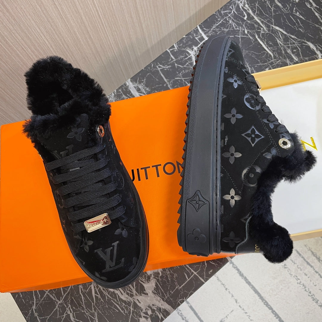 LV Time Out Sneaker 40mm Black Monogram Suede