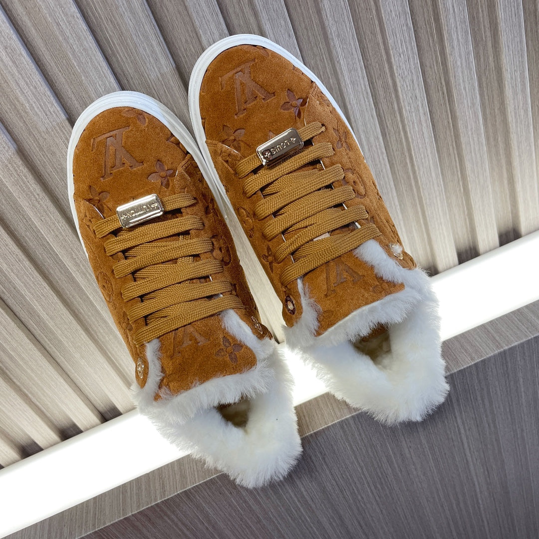 LV Time Out Sneaker 40mm Brown Yellow Monogram Suede