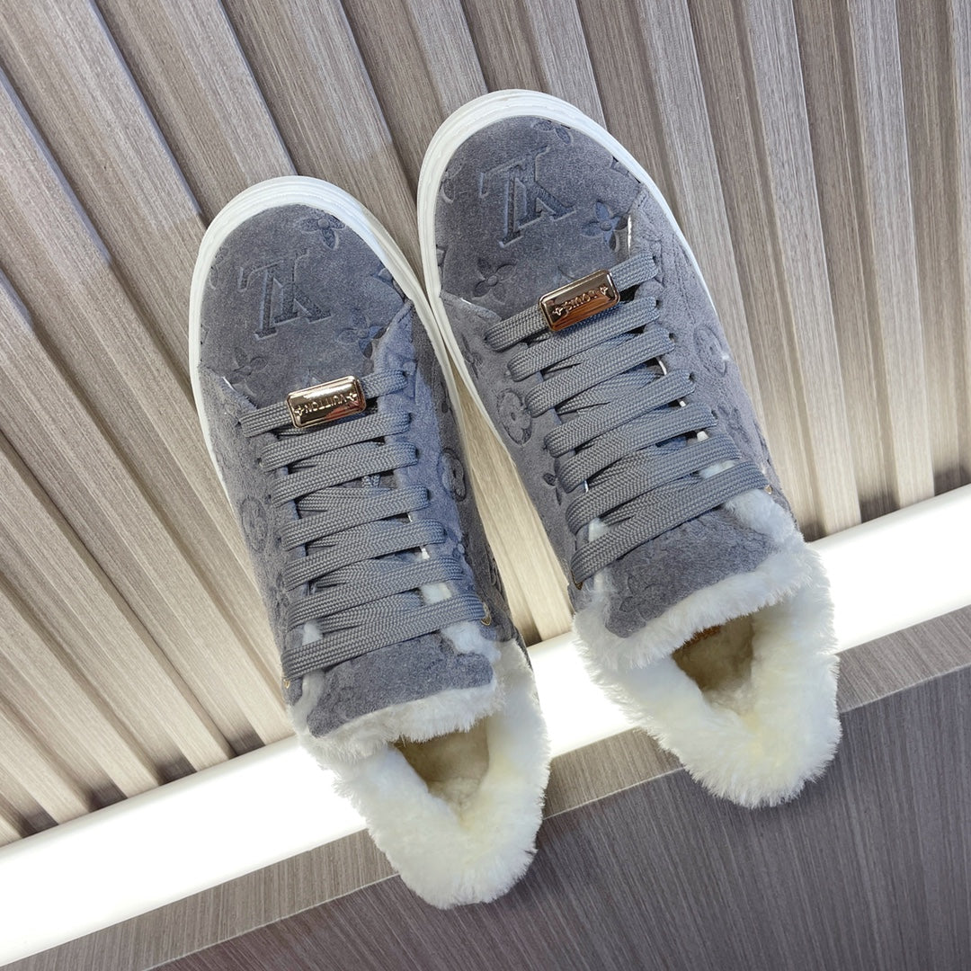 LV Time Out Sneaker 40mm Grey Monogram Suede