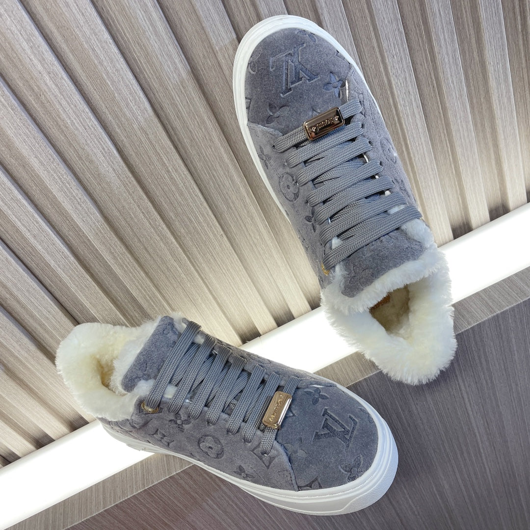 LV Time Out Sneaker 40mm Grey Monogram Suede
