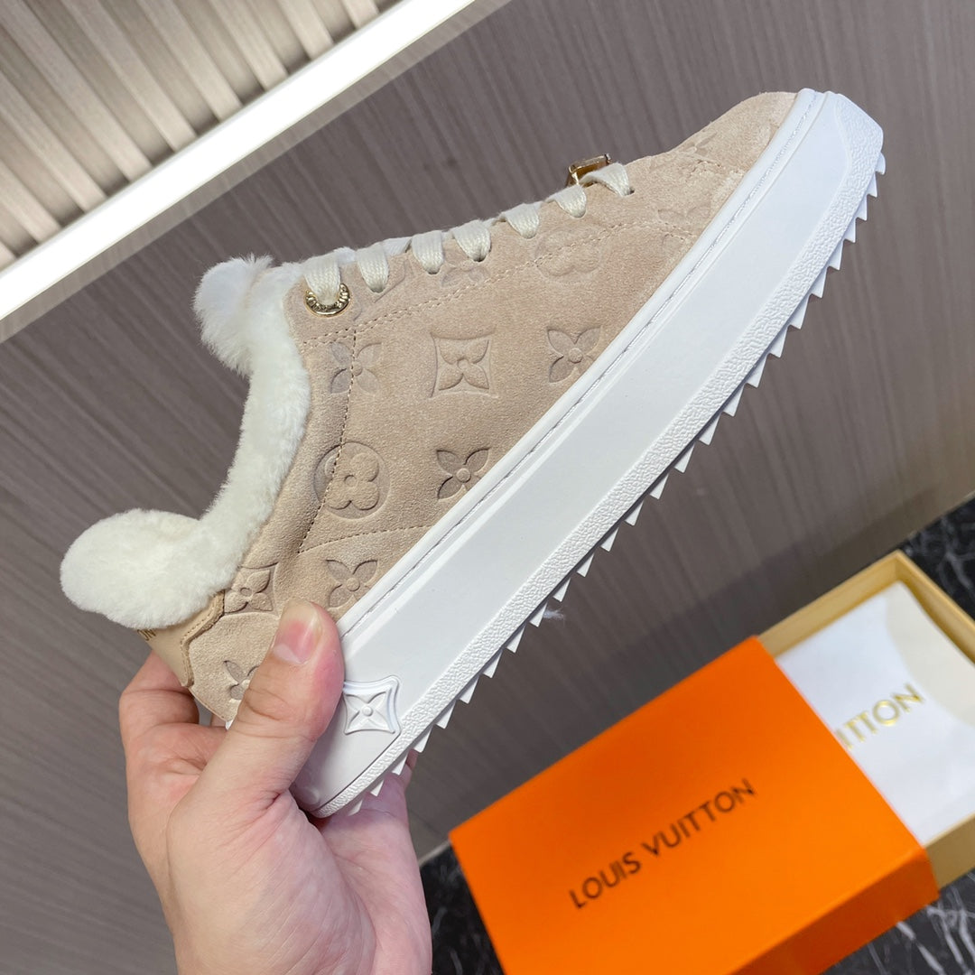 LV Time Out Sneaker 40mm Beige Monogram Suede