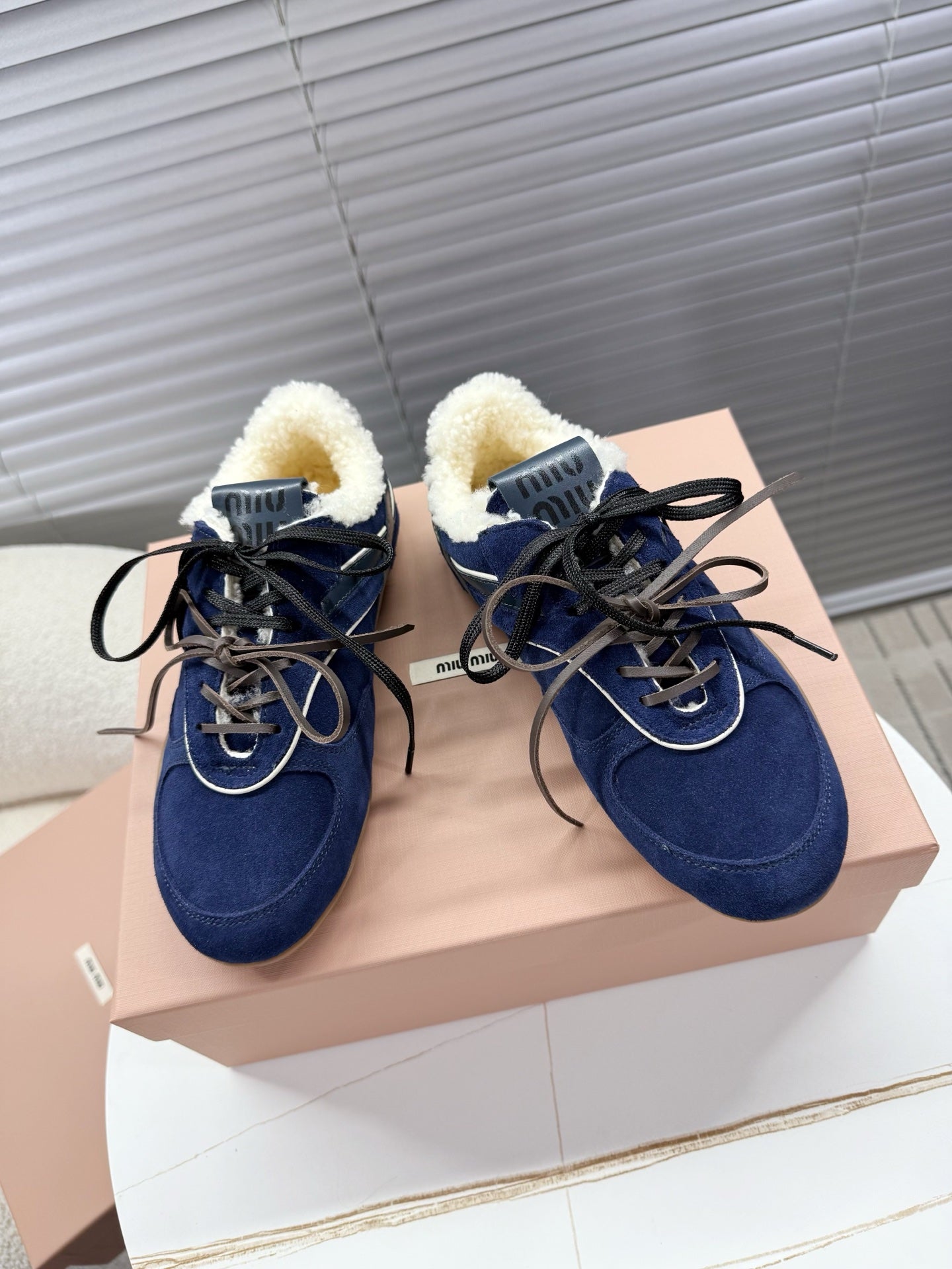Miumiu 25 Sneaker Blue Suede Wool 553221