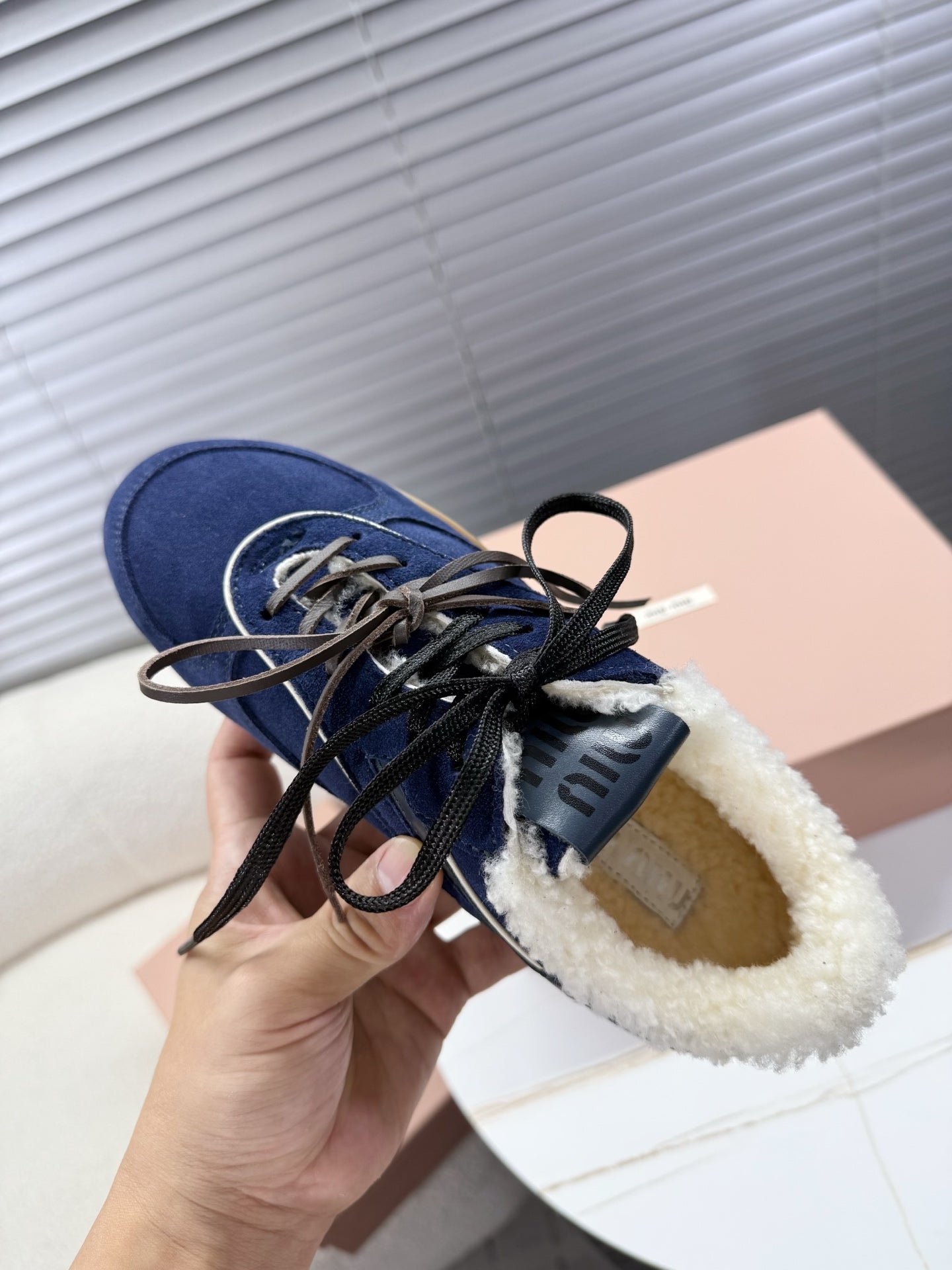 Miumiu 25 Sneaker Blue Suede Wool 553221