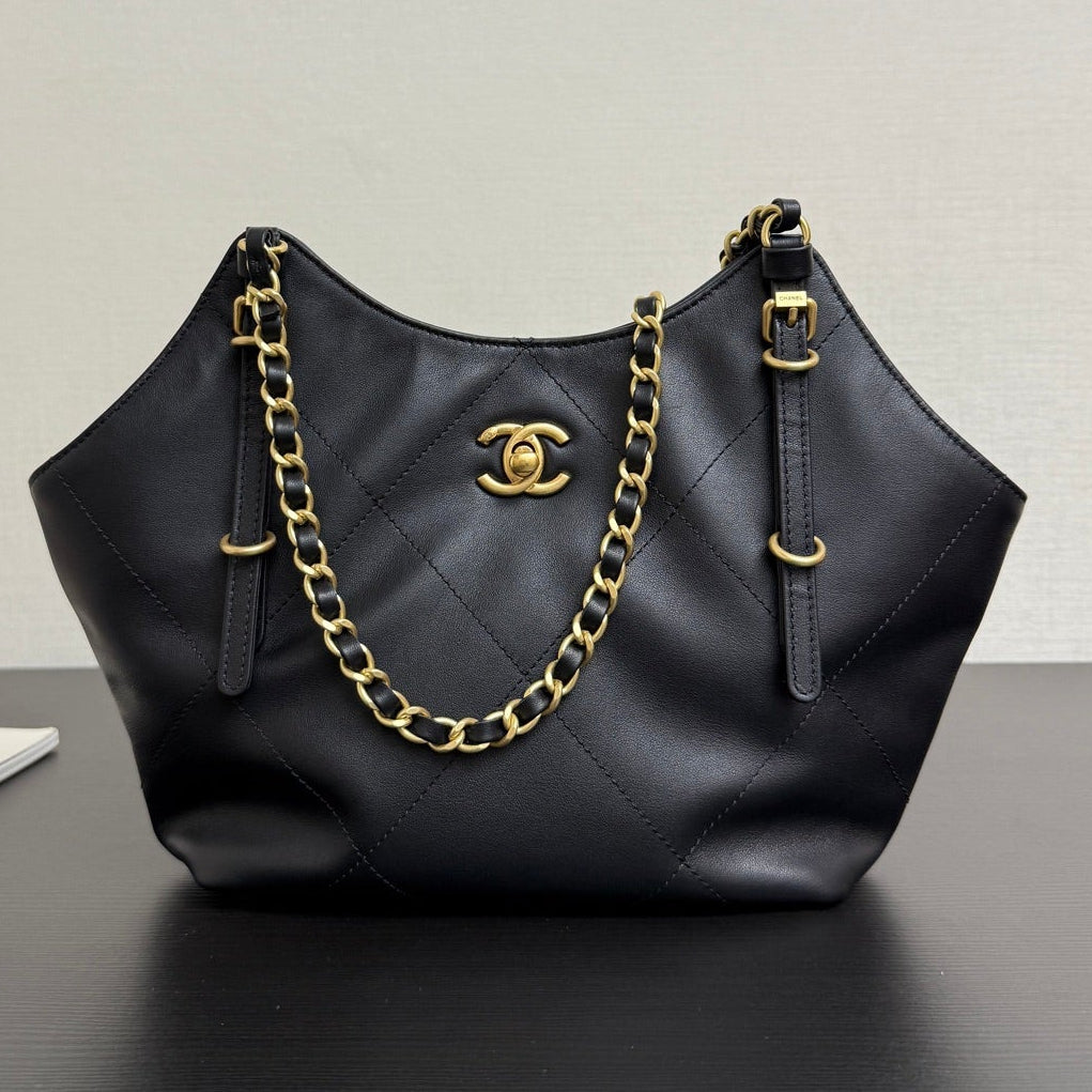 Chanel 2026 Maxi Coco Shopping Tote Bag 30cm Black Calfskin