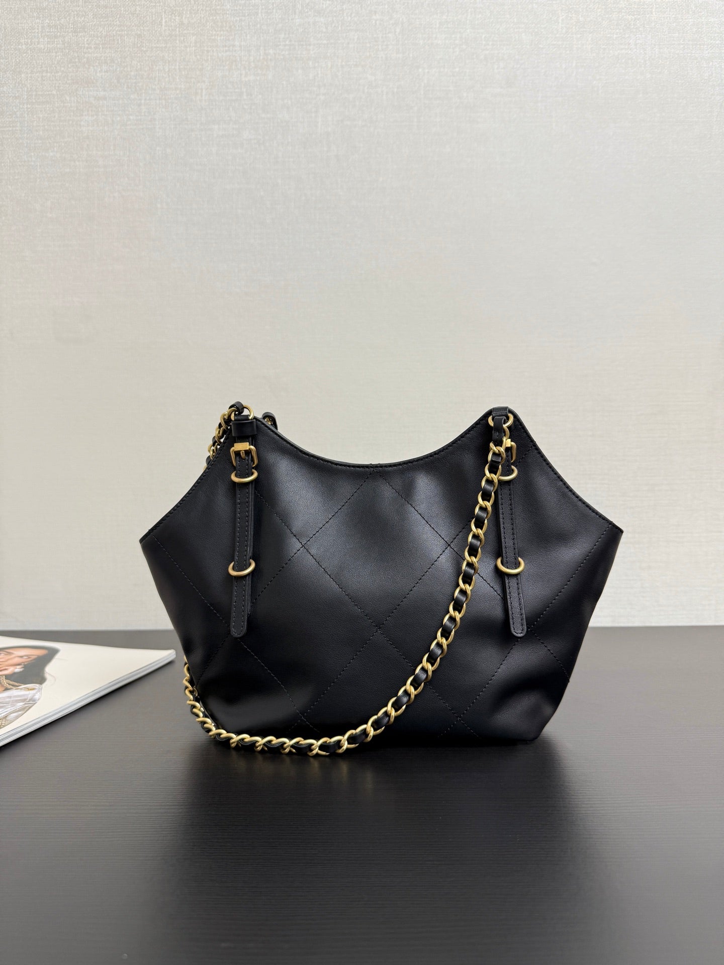 Chanel 2026 Maxi Coco Shopping Tote Bag 30cm Black Calfskin