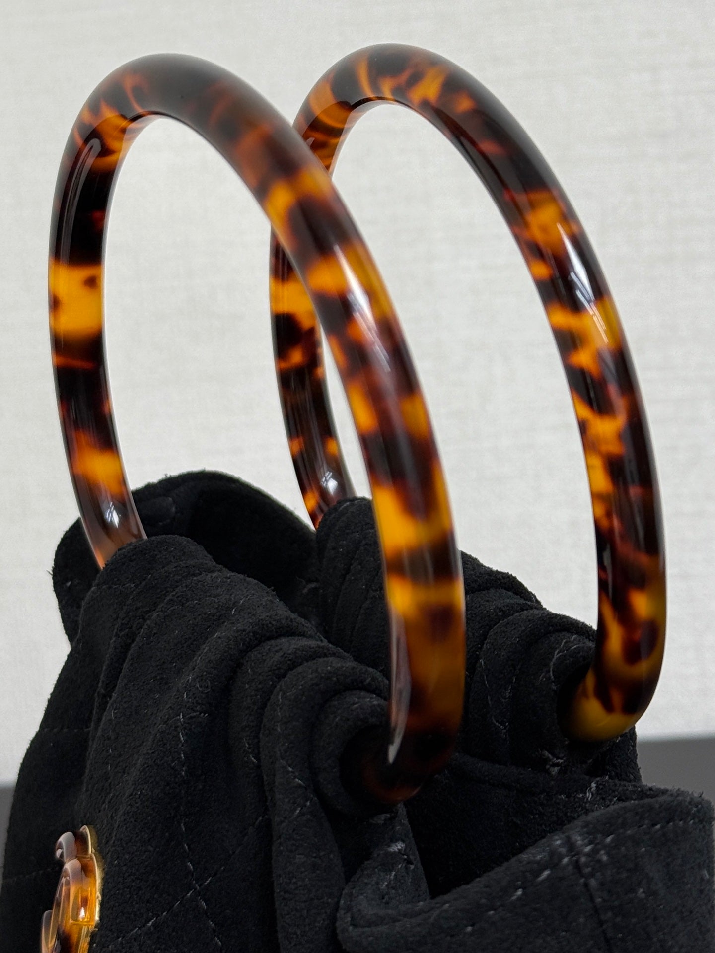 Chanel 2026 Pouch 24cm Black Tortoiseshell Suede Effect Plexi