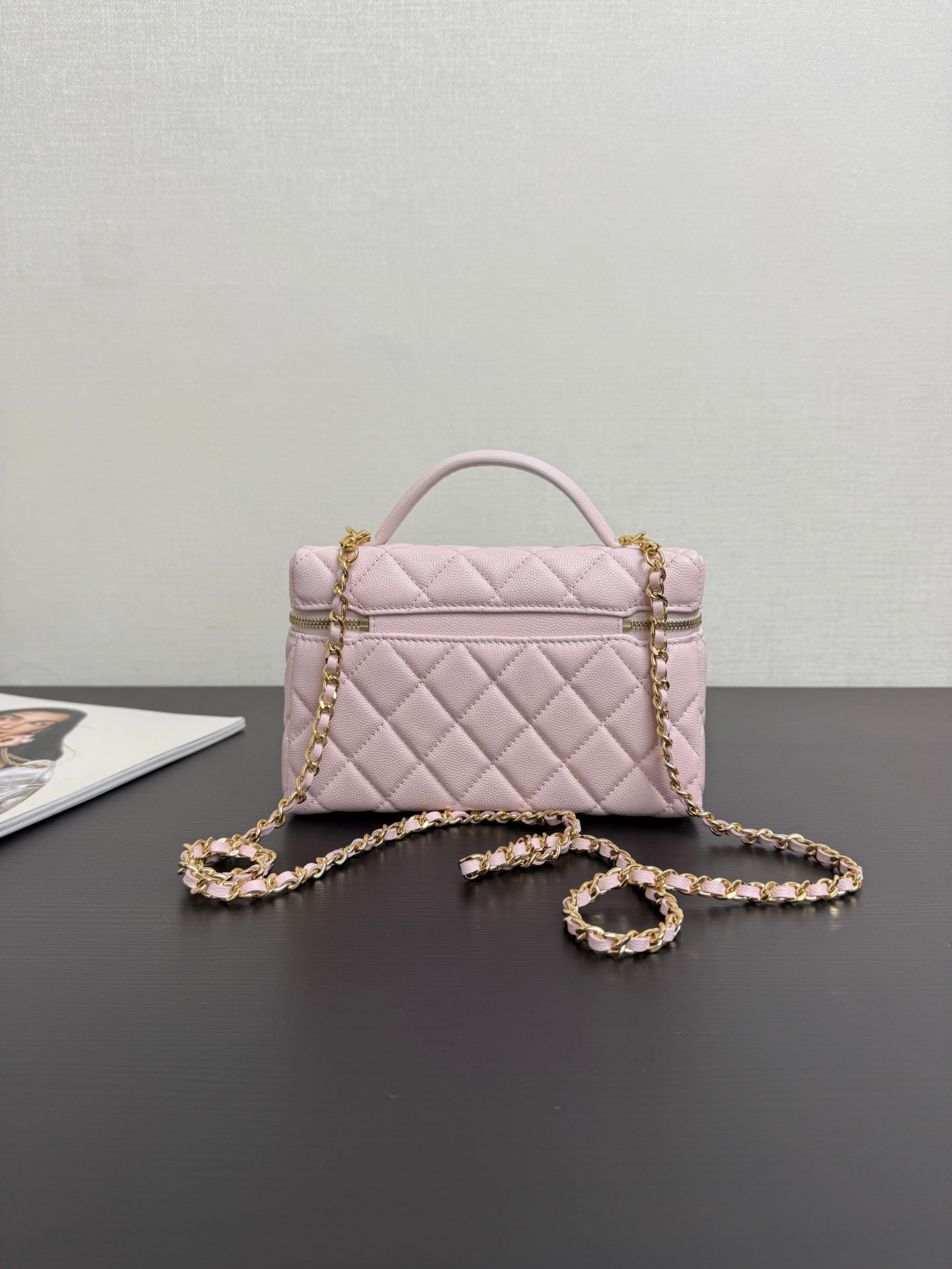 Chanel 2026 Vanity Bag 19cm Pink Quilted Lambskin With Gold Hardware
