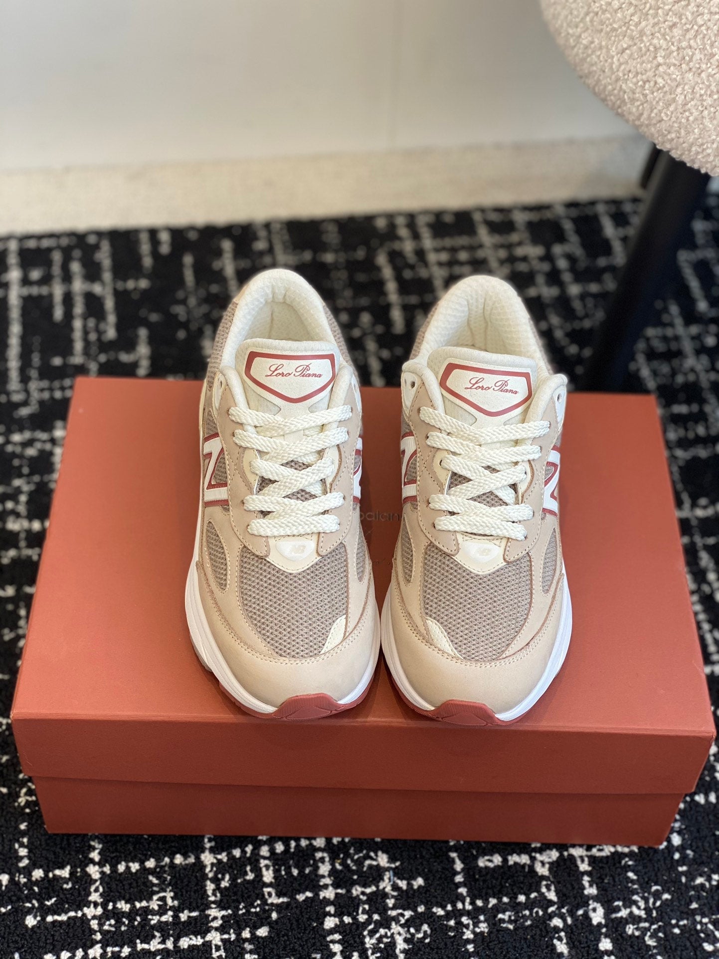 LP x NB 990v6 Sneaker 45mm dark grey dark pink calfskin and mesh fabric