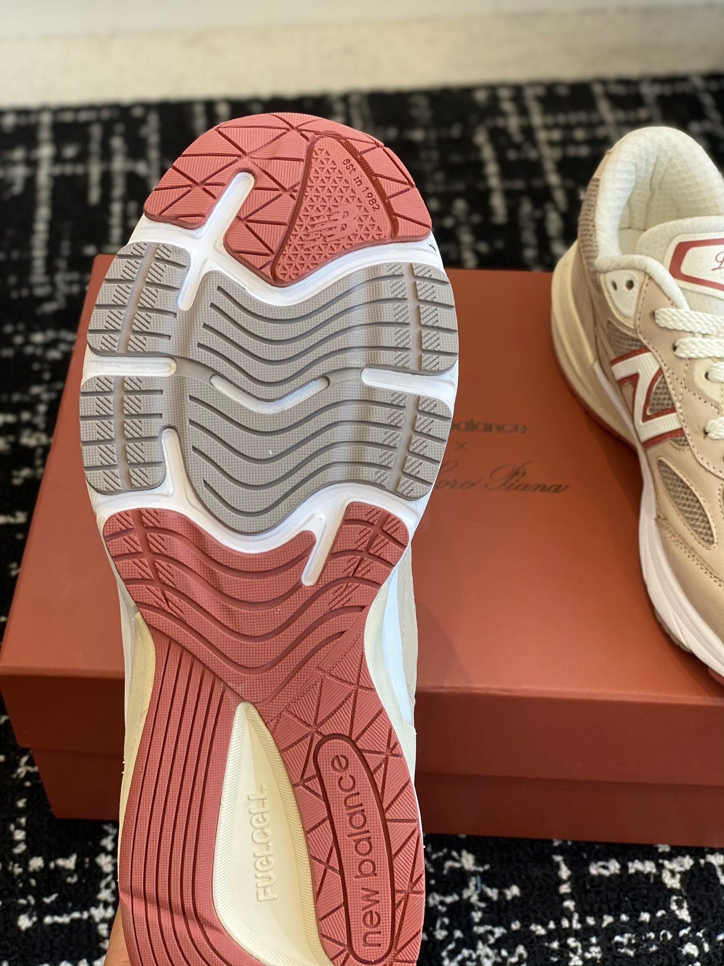 LP x NB 990v6 Sneaker 45mm dark grey dark pink calfskin and mesh fabric