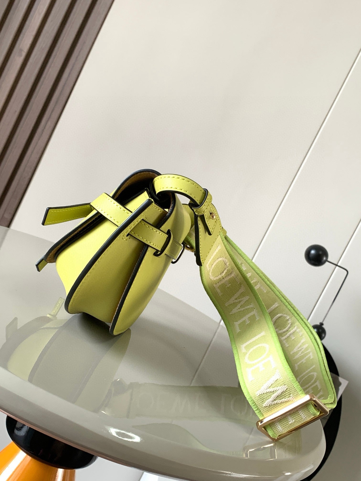 Loewe Saddle Bag 21 Lime Green Leather 280448