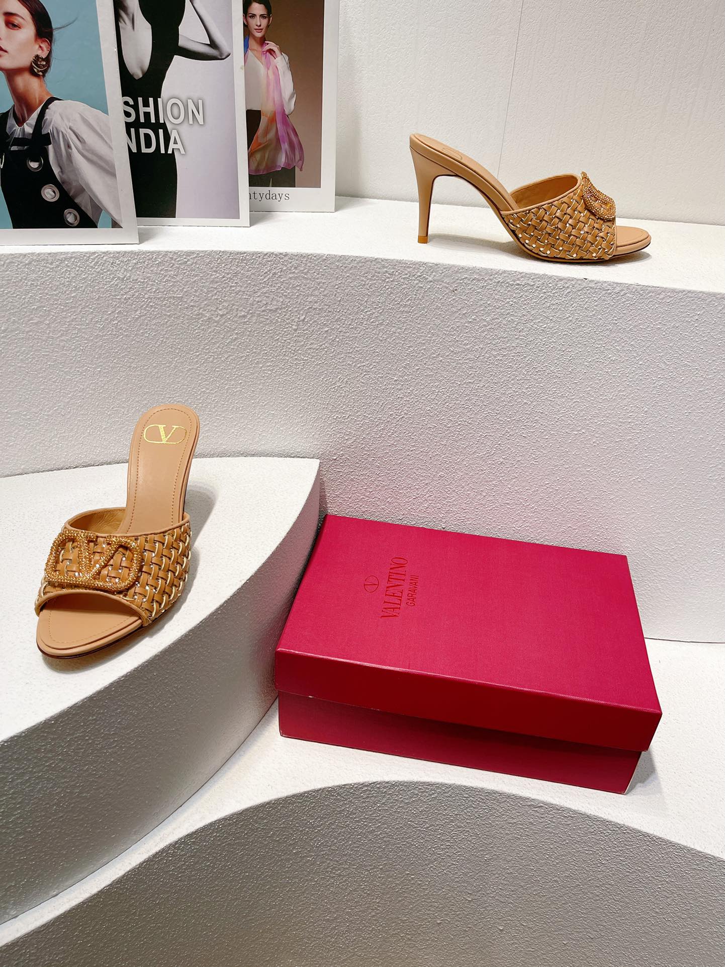 VT High Heeled Sandals Pure Brown Sheepskin 292789