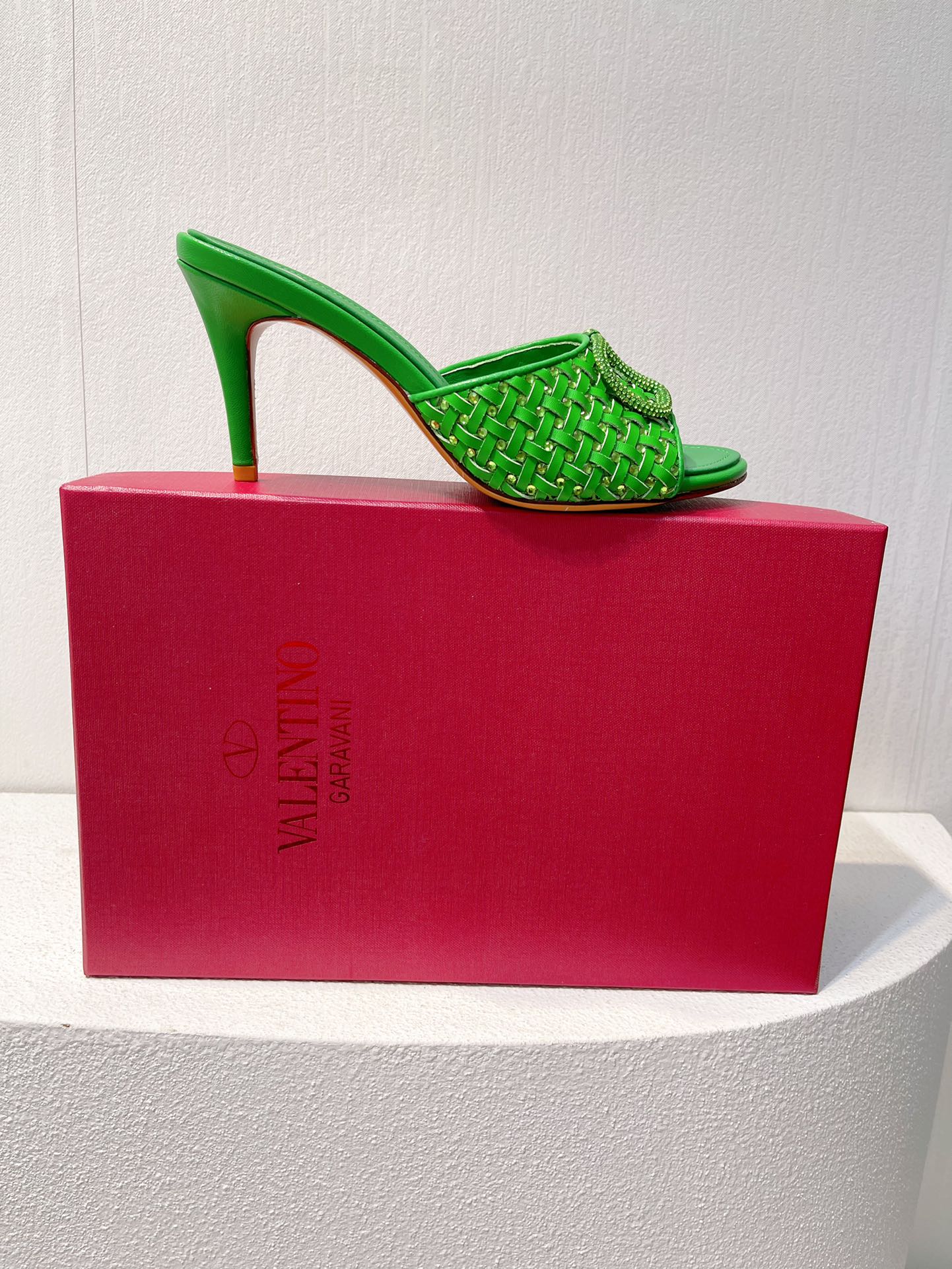 VT High Heeled Sandals Green Sheepskin 292791