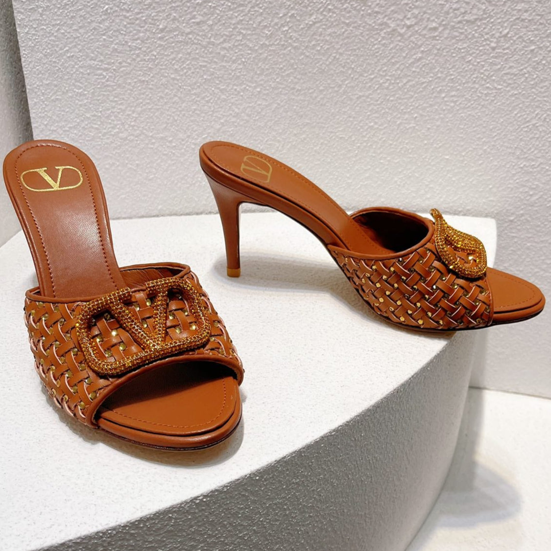 VT High Heeled Sandals Brown Sheepskin 292794