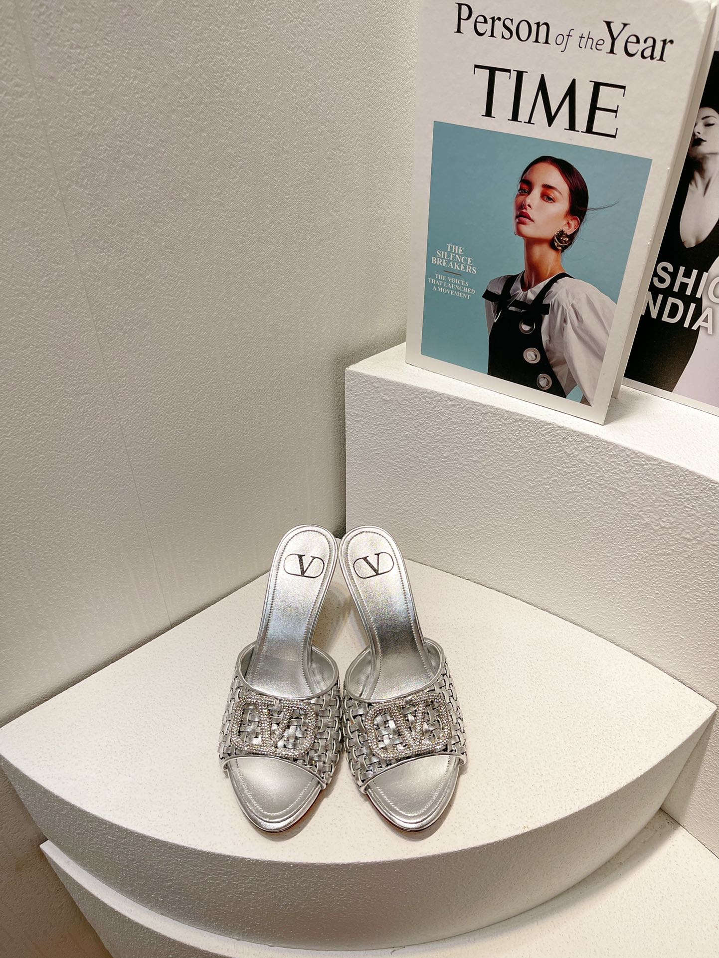 VT High Heeled Sandals Silver  Sheepskin 292798