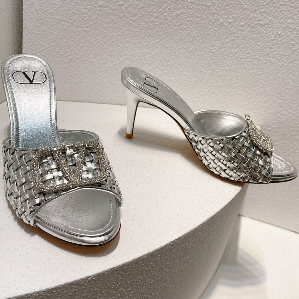 VT High Heeled Sandals Silver  Sheepskin 292798