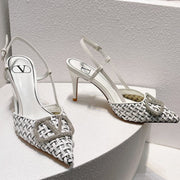 VT High Heeled Slingbacks White  Sheepskin 292800