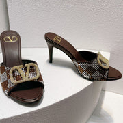 VT High Heeled Sandals Brown Sheepskin 292848