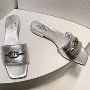 VT Moon Slides in Leather Silver Cowhide 292863