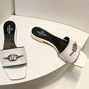 VT Moon Slides in Leather White Cowhide 292865