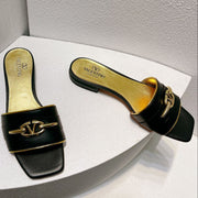 VT Moon Slides in Leather Black Cowhide 292866