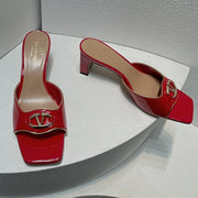VT Mid Heel Mule Sandal Red Sheepskin 292759