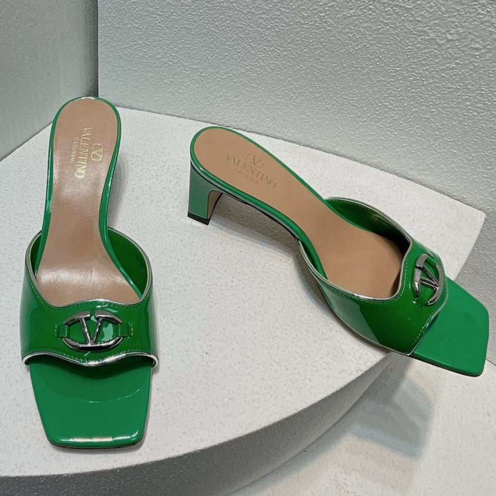VT Mid Heel Mule Sandal Green Sheepskin 292760
