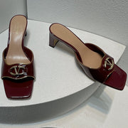 VT Mid Heel Mule Sandal Ruby Red Sheepskin 292761