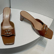 VT Mid Heel Mule Sandal Brown Sheepskin 292762