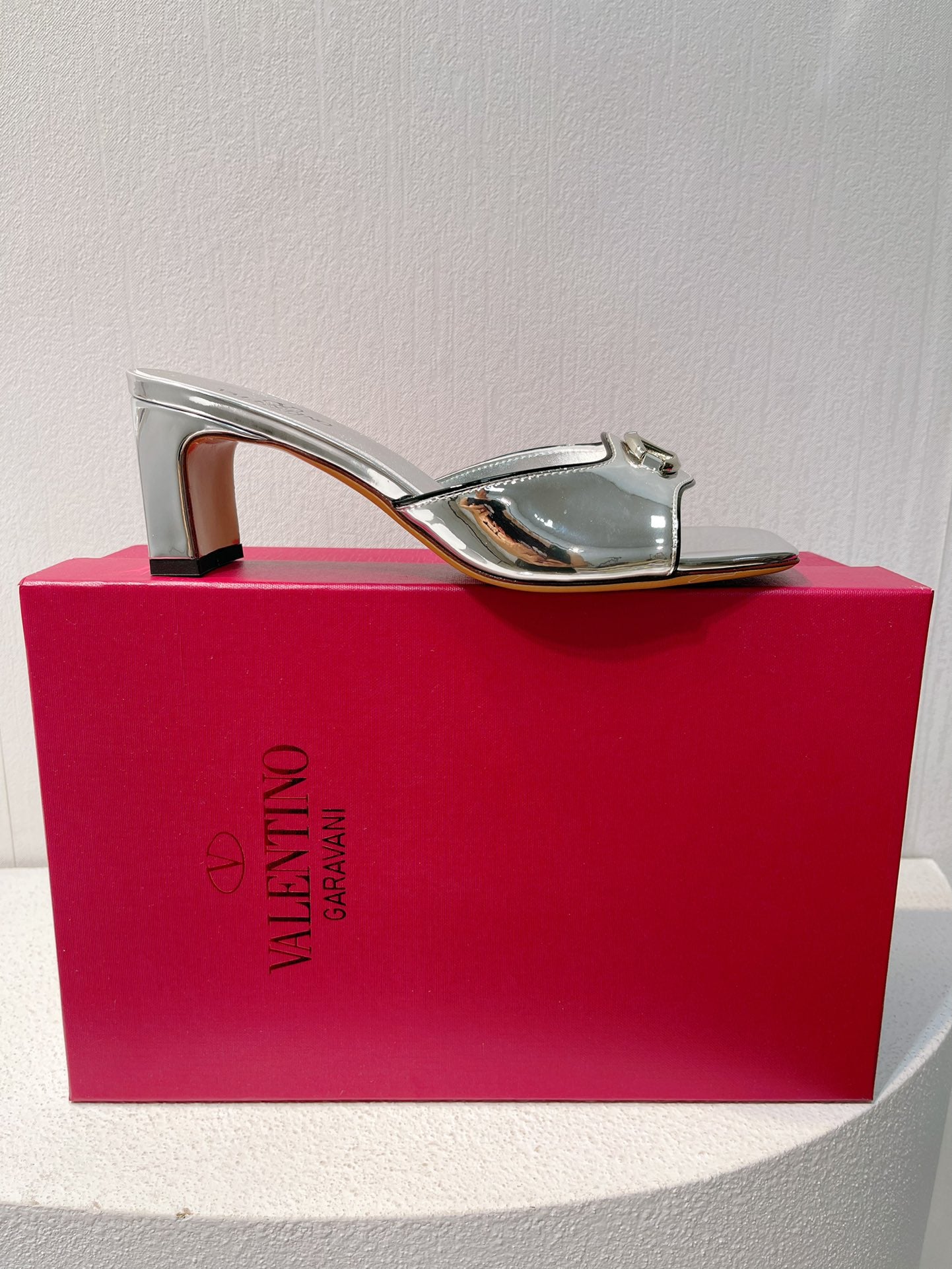 VT Mid Heel Mule Sandal Silver Sheepskin 292765