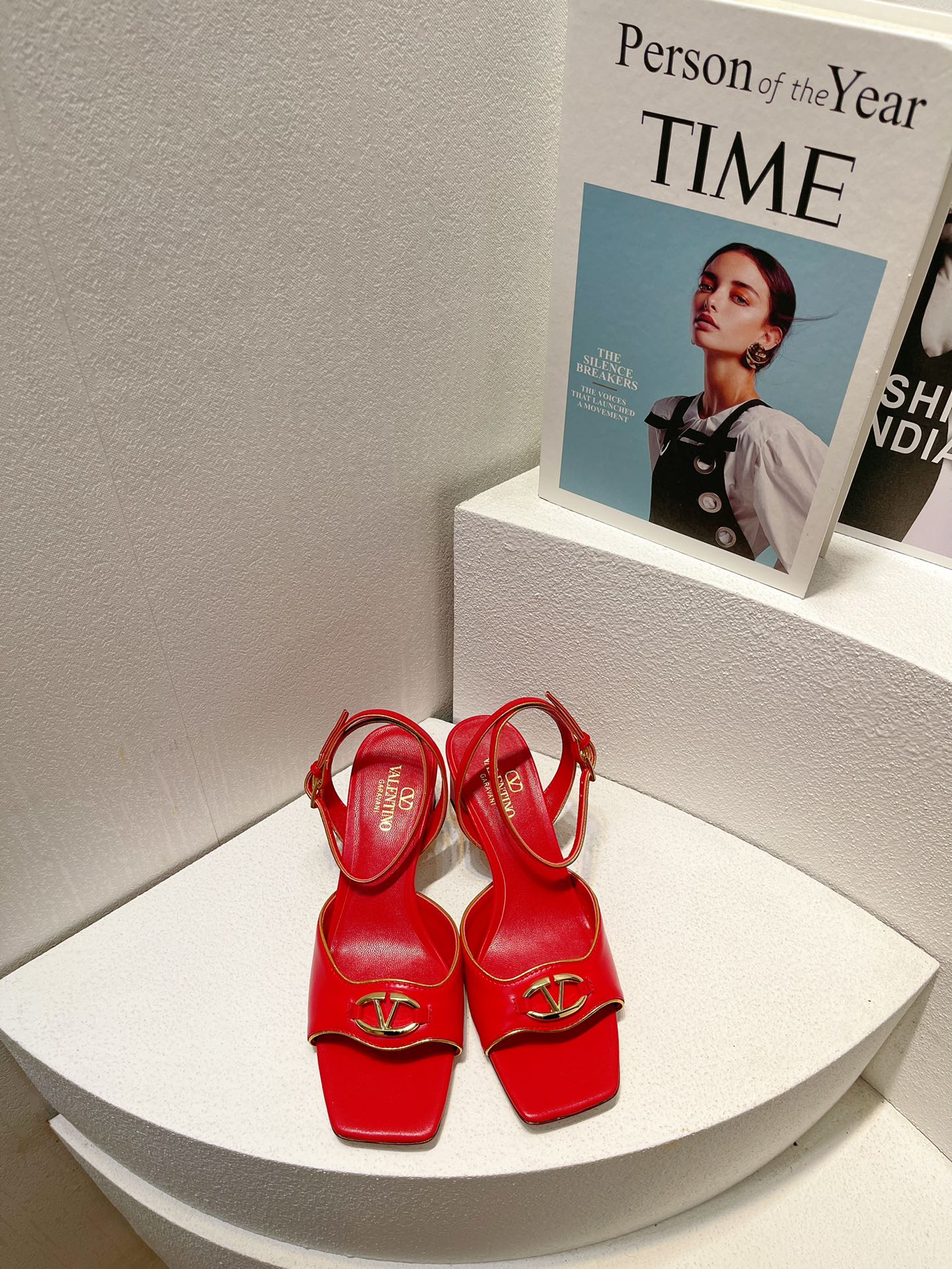 VT Sandals Heels 50mm Red Cowhide 292769