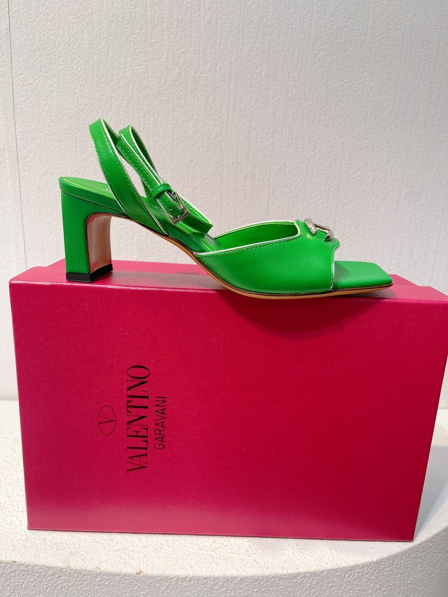 VT Sandals Heels 50mm Green Cowhide 292770