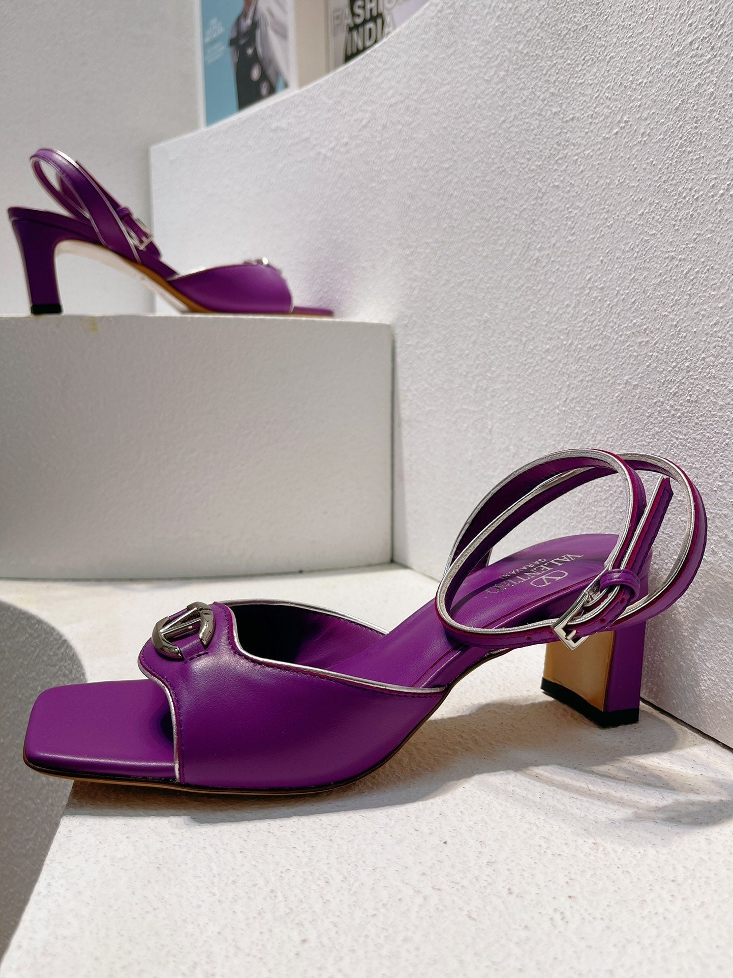 VT Sandals Heels 50mm Purple Cowhide 292771
