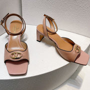 VT Sandals Heels 50mm Nude Cowhide 292773