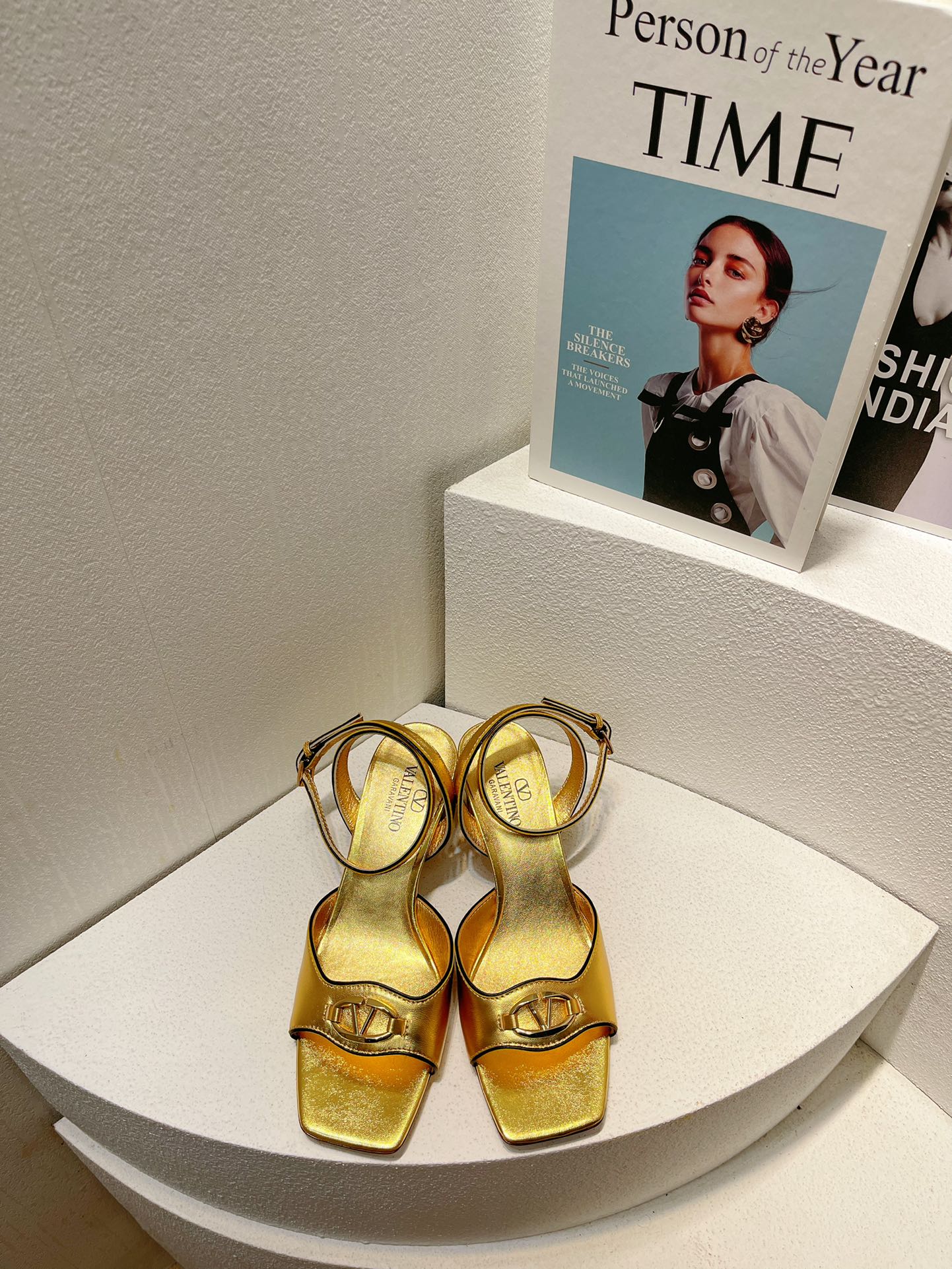 VT Sandals Heels 50mm Gold Cowhide 292774