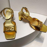VT Sandals Heels 50mm Gold Cowhide 292774