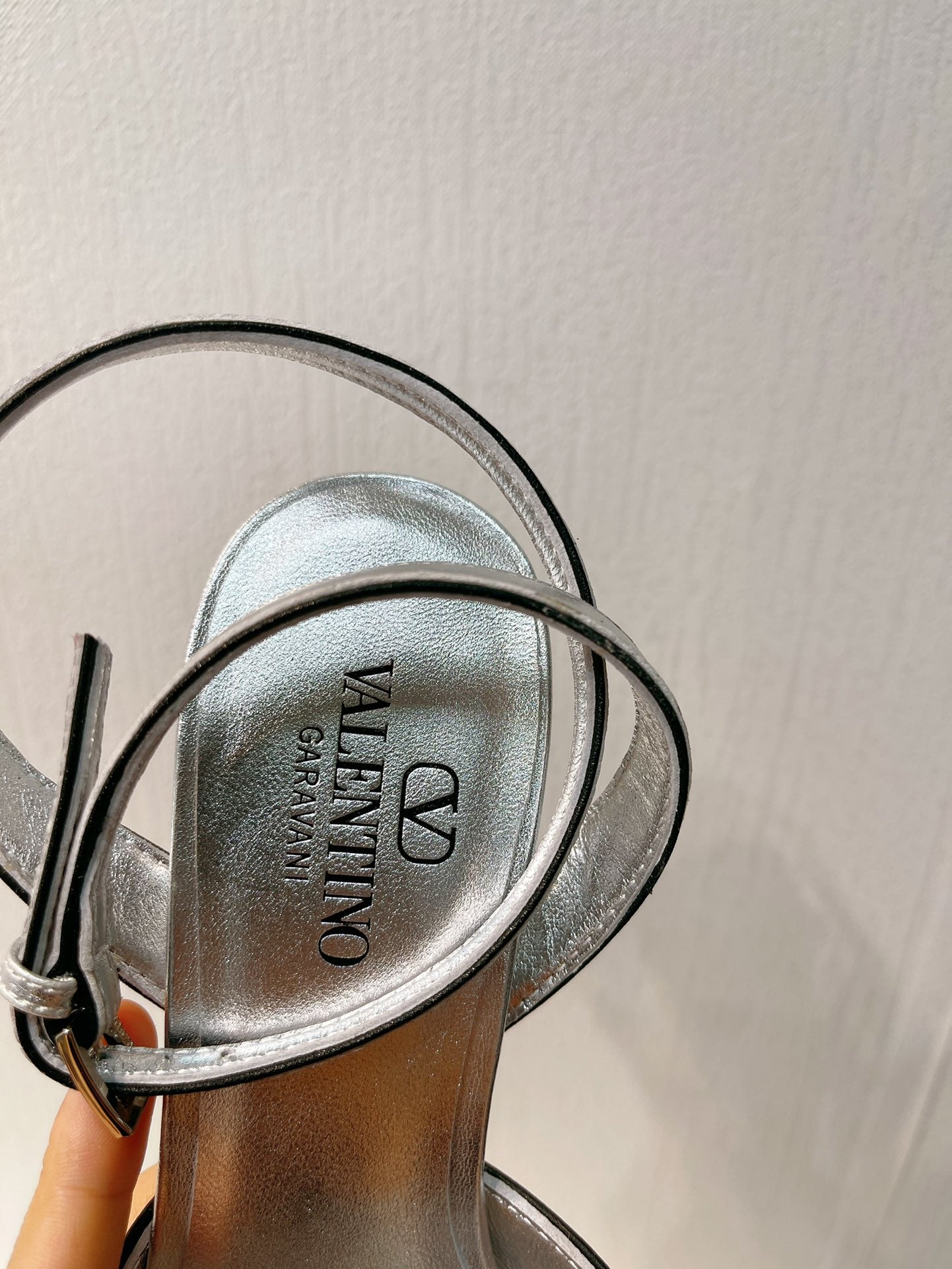 VT Sandals Heels 50mm Silver Cowhide 292775